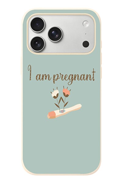 Le Balvo iPhone 17 Pro Max Uyumlu I'm Pregnant Baskılı Silikon Kılıf
