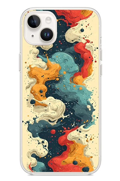 Le Balvo iPhone 14 Plus Uyumlu Ahenkli Boya İzleri Baskılı Silikon Kılıf