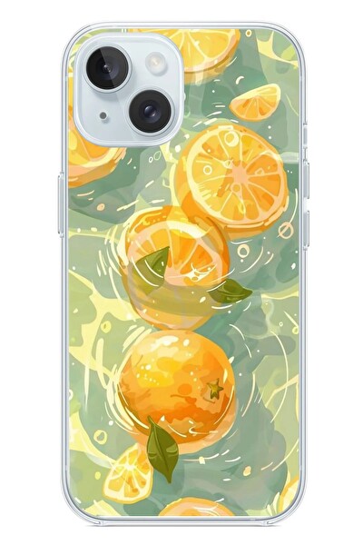Le Balvo iPhone 15 Uyumlu Limonlar Pastel Baskılı Silikon Kılıf