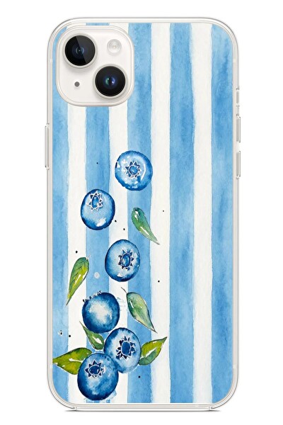 Le Balvo iPhone 14 Plus Uyumlu Yaban Mersinleri Baskılı Silikon Kılıf