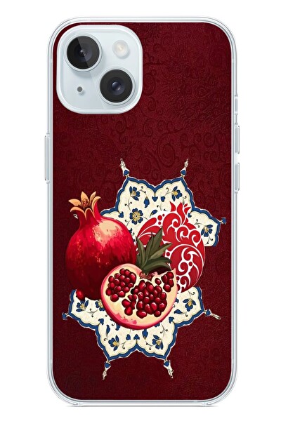 Le Balvo iPhone 15 Uyumlu Nar Retro Baskılı Silikon Kılıf