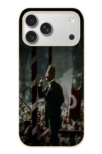 Le Balvo iPhone 17 Pro Max Uyumlu Atatürk Hitap Ediyor Baskılı Silikon Kılıf