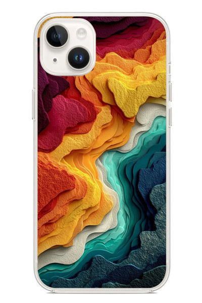 Le Balvo iPhone 14 Plus Uyumlu Renk Dalgaları Baskılı Silikon Kılıf