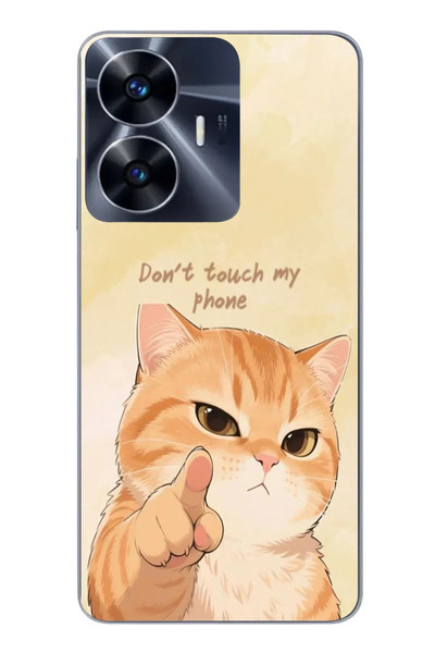 Le Balvo Realme C55 Uyumlu Dont Touch My Phone Baskılı Silikon Kılıf