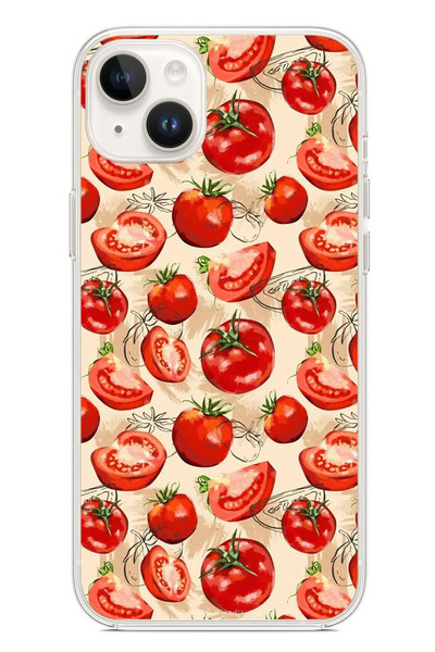 Le Balvo iPhone 14 Plus Uyumlu Domatesler Baskılı Silikon Kılıf