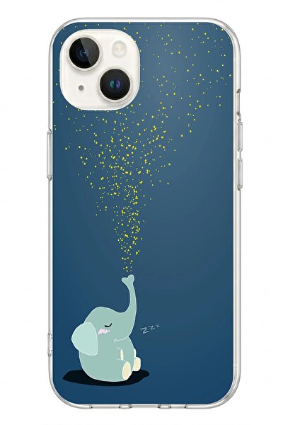 Le Balvo iPhone 13 - 14 Uyumlu Uyuyan Fil Baskılı Silikon Kılıf