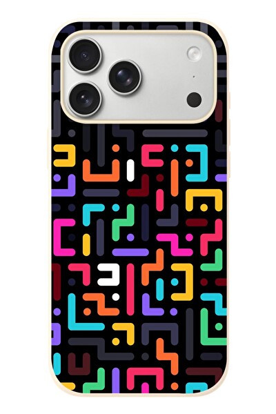 Le Balvo iPhone 17 Pro Max Uyumlu Renkli Karışık Çizgiler Baskılı Silikon Kılıf