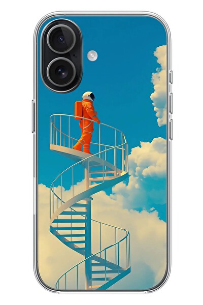 Le Balvo iPhone 17 Uyumlu Astronot Gökyüzü Baskılı Silikon Kılıf