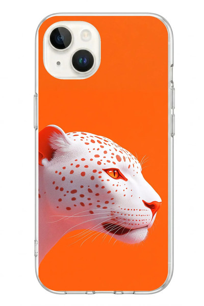 Le Balvo iPhone 13 - 14 Uyumlu Turuncu Kaplan Baskılı Silikon Kılıf