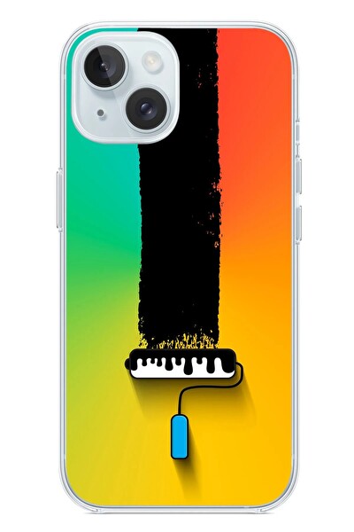 Le Balvo iPhone 15 Uyumlu Boya Rulosu Baskılı Silikon Kılıf