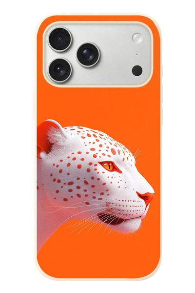 Le Balvo iPhone 17 Pro Max Uyumlu Turuncu Kaplan Baskılı Silikon Kılıf