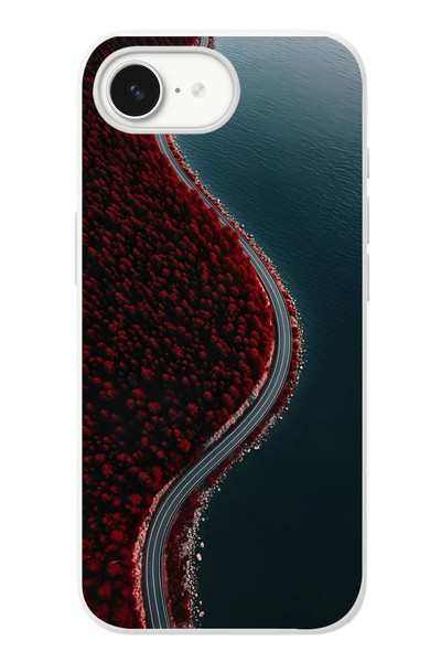 Le Balvo iPhone 16e Uyumlu Sonbahar Yolu Baskılı Silikon Kılıf