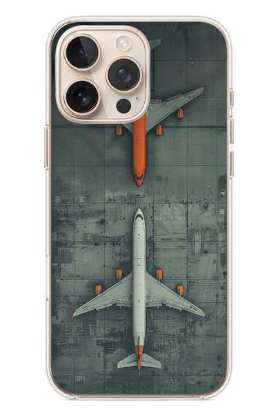 Le Balvo iPhone 16 Pro Max Uyumlu İki Uçak Baskılı Silikon Kılıf