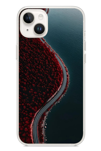 Le Balvo iPhone 14 Plus Uyumlu Sonbahar Yolu Baskılı Silikon Kılıf
