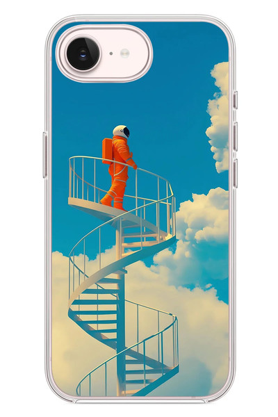 Le Balvo iPhone 17e Uyumlu Astronot Gökyüzü Baskılı Silikon Kılıf