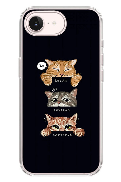 Le Balvo iPhone 17e Uyumlu Kedi Halleri Baskılı Silikon Kılıf