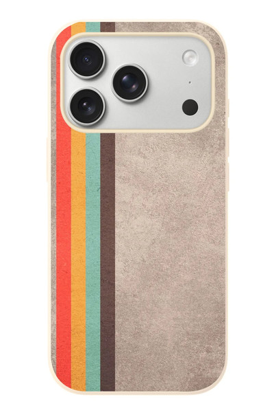 Le Balvo iPhone 17 Pro Uyumlu Retro Gökkuşağı Baskılı Silikon Kılıf