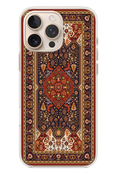Le Balvo iPhone 16 Pro Max Uyumlu Anadolu Motif Halısı Baskılı Silikon Kılıf