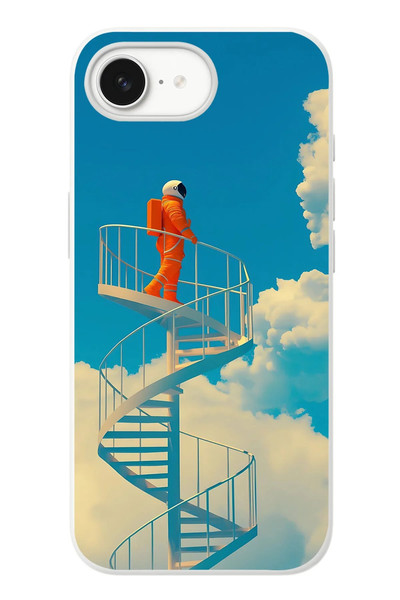 Le Balvo iPhone 16e Uyumlu Astronot Gökyüzü Baskılı Silikon Kılıf