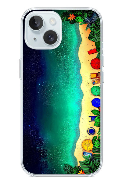Le Balvo iPhone 15 Uyumlu Tatil Kumsal Gecesi Baskılı Silikon Kılıf