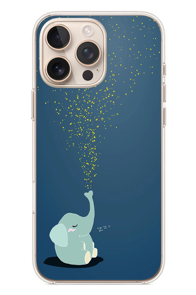 Le Balvo iPhone 16 Pro Max Uyumlu Uyuyan Fil Baskılı Silikon Kılıf