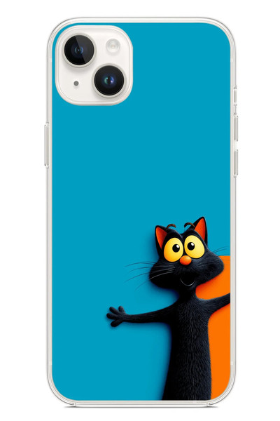 Le Balvo iPhone 14 Plus Uyumlu Kedi Uyarısı Baskılı Silikon Kılıf