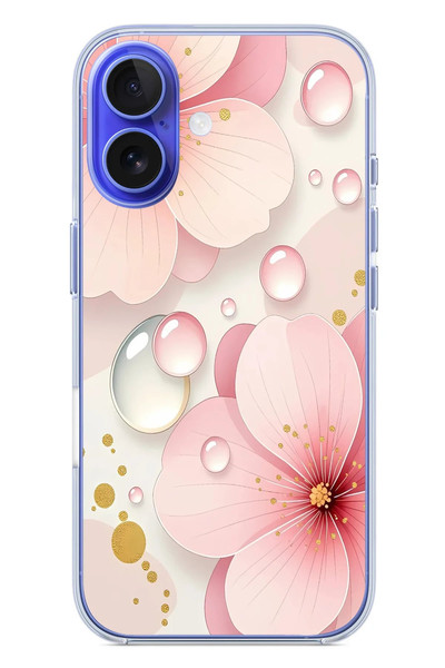 Le Balvo iPhone 16 Uyumlu Damlalı Çiçekler Baskılı Silikon Kılıf