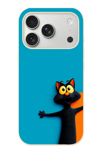 Le Balvo iPhone 17 Pro Uyumlu Kedi Uyarısı Baskılı Silikon Kılıf