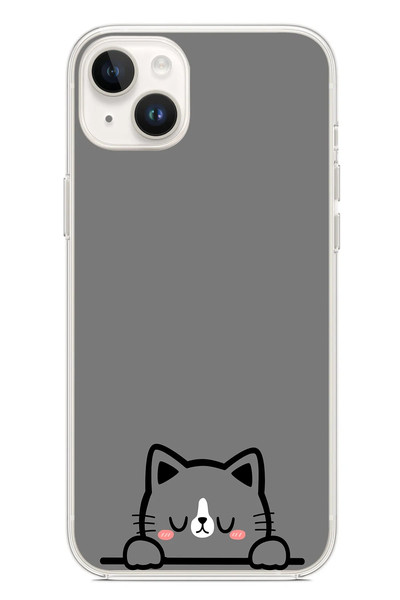 Le Balvo iPhone 14 Plus Uyumlu Uyuyan Kedi Baskılı Silikon Kılıf