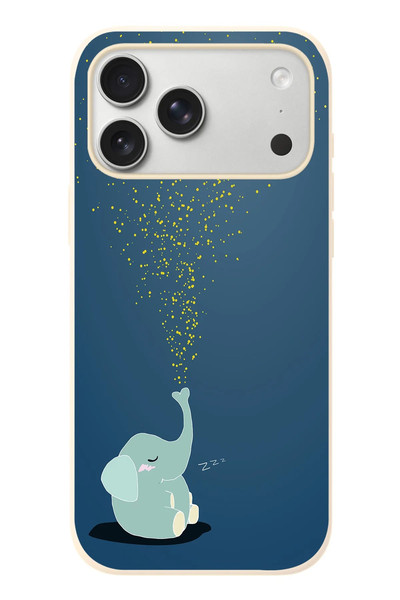 Le Balvo iPhone 17 Pro Max Uyumlu Uyuyan Fil Baskılı Silikon Kılıf