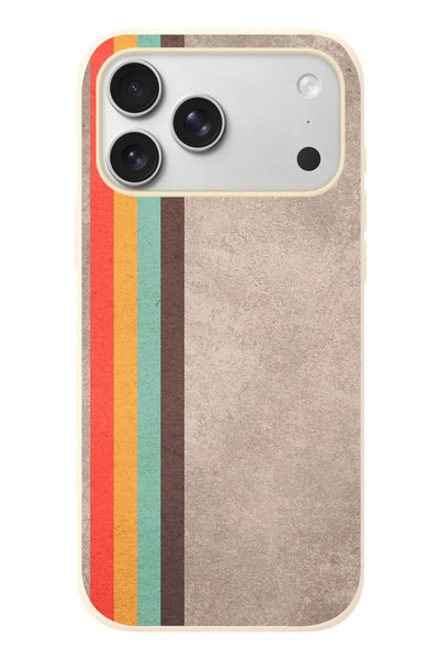 Le Balvo iPhone 17 Pro Max Uyumlu Retro Gökkuşağı Baskılı Silikon Kılıf
