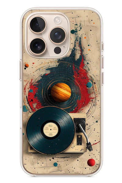 Le Balvo iPhone 16 Pro Uyumlu Plak Gezegeni Baskılı Silikon Kılıf
