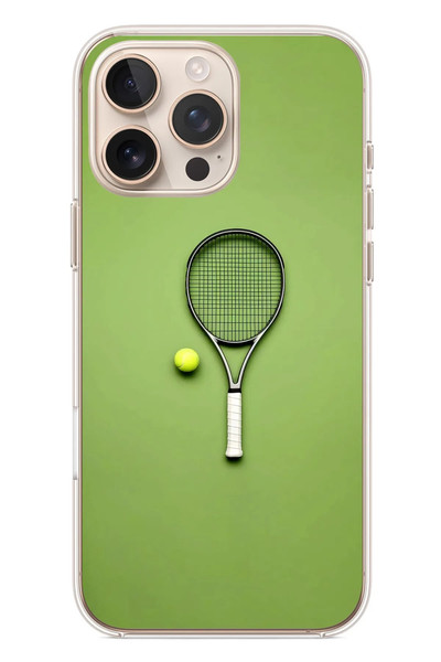Le Balvo iPhone 16 Pro Max Uyumlu Tenis Raketi Baskılı Silikon Kılıf
