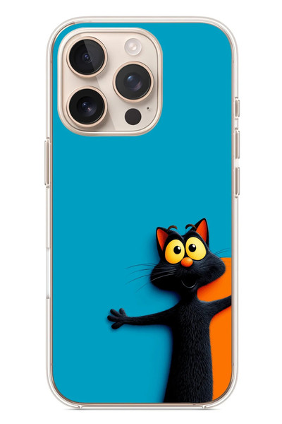 Le Balvo iPhone 16 Pro Uyumlu Kedi Uyarısı Baskılı Silikon Kılıf
