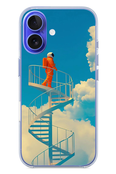 Le Balvo iPhone 16 Uyumlu Astronot Gökyüzü Baskılı Silikon Kılıf