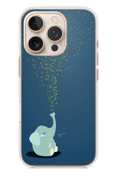 Le Balvo iPhone 16 Pro Uyumlu Uyuyan Fil Baskılı Silikon Kılıf
