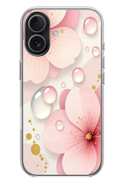Le Balvo iPhone 17 Uyumlu Damlalı Çiçekler Baskılı Silikon Kılıf