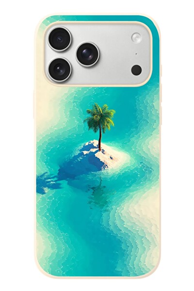 Le Balvo iPhone 17 Pro Max Uyumlu Adada Palmiye Baskılı Silikon Kılıf