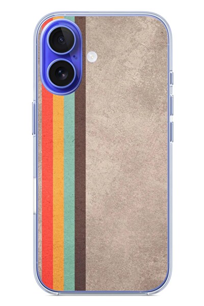 Le Balvo iPhone 16 Uyumlu Retro Gökkuşağı Baskılı Silikon Kılıf