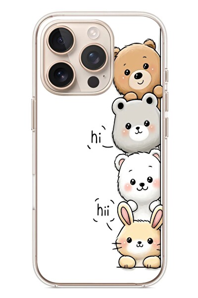 Le Balvo iPhone 16 Pro Uyumlu Sevimli Hayvanlar Baskılı Silikon Kılıf