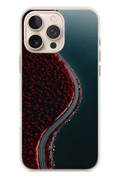 Le Balvo iPhone 16 Pro Max Uyumlu Sonbahar Yolu Baskılı Silikon Kılıf