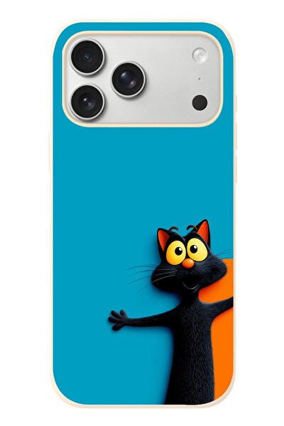Le Balvo iPhone 17 Pro Max Uyumlu Kedi Uyarısı Baskılı Silikon Kılıf