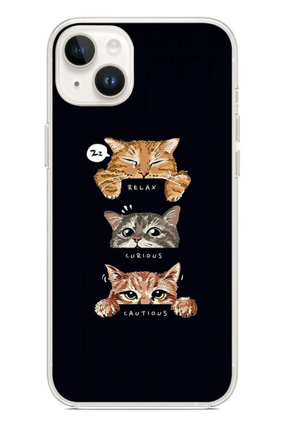 Le Balvo iPhone 14 Plus Uyumlu Kedi Halleri Baskılı Silikon Kılıf