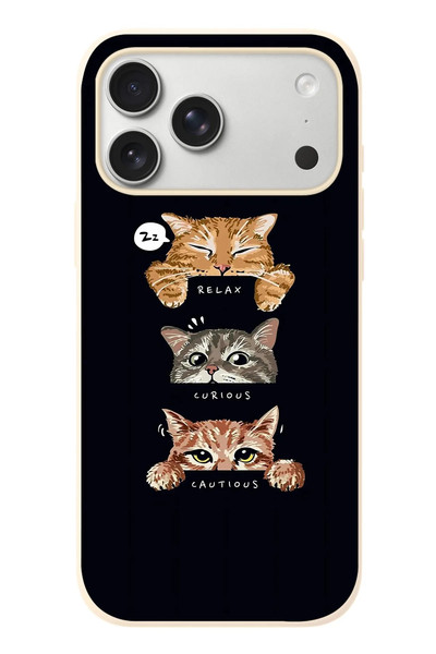 Le Balvo iPhone 17 Pro Max Uyumlu Kedi Halleri Baskılı Silikon Kılıf