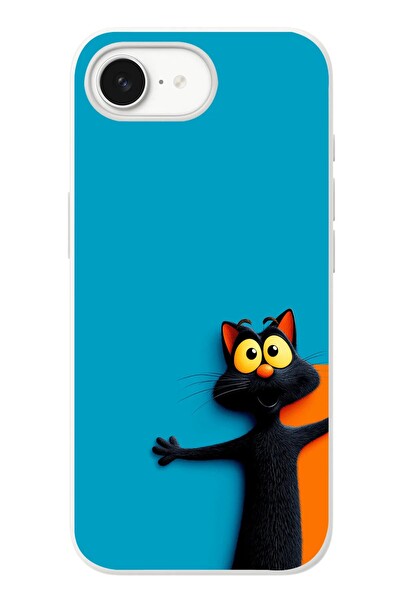 Le Balvo iPhone 16e Uyumlu Kedi Uyarısı Baskılı Silikon Kılıf