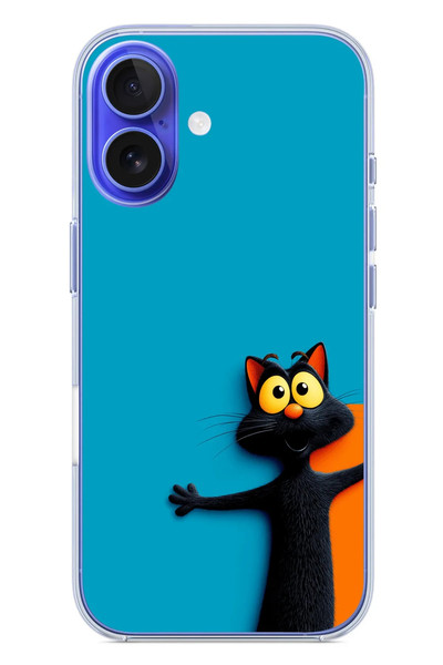 Le Balvo iPhone 16 Uyumlu Kedi Uyarısı Baskılı Silikon Kılıf