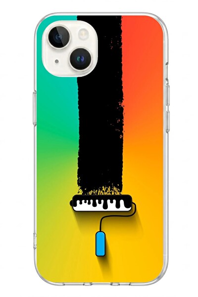 Le Balvo iPhone 13 - 14 Uyumlu Boya Rulosu Baskılı Silikon Kılıf