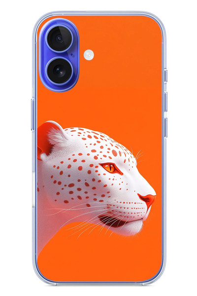 Le Balvo iPhone 16 Uyumlu Turuncu Kaplan Baskılı Silikon Kılıf