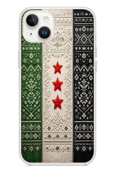 Le Balvo iPhone 14 Plus Uyumlu Suriye Bayrağı Dokuma Baskılı Silikon Kılıf