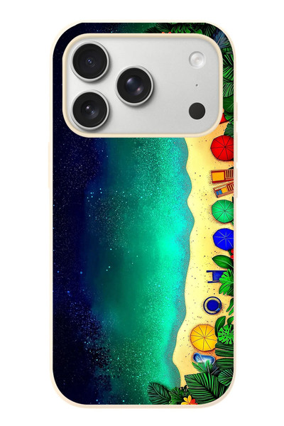 Le Balvo iPhone 17 Pro Uyumlu Tatil Kumsal Gecesi Baskılı Silikon Kılıf